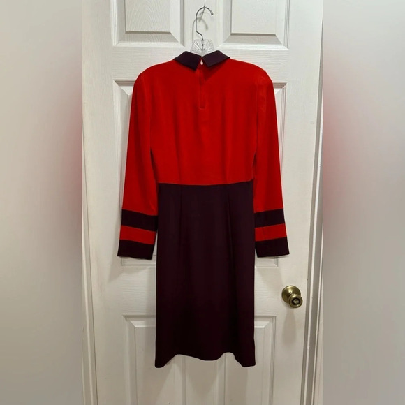 Marc by Marc Jacobs Color Block Anya Crepe Dress Corvette Red Sz 2 Mindy Kaling - Picture 4 of 15